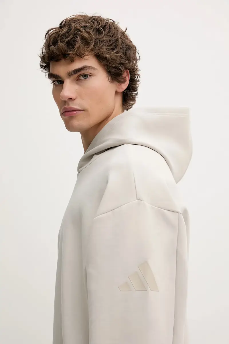 felpa Soft Lux uomo colore beige con cappuccio KB8088 miniatura 4