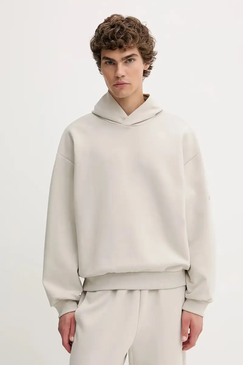 felpa Soft Lux uomo colore beige con cappuccio KB8088