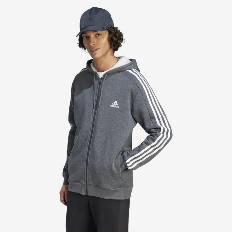 Felpa uomo fitness ADIDAS misto cotone con cappuccio grigia | Adidas Grigio