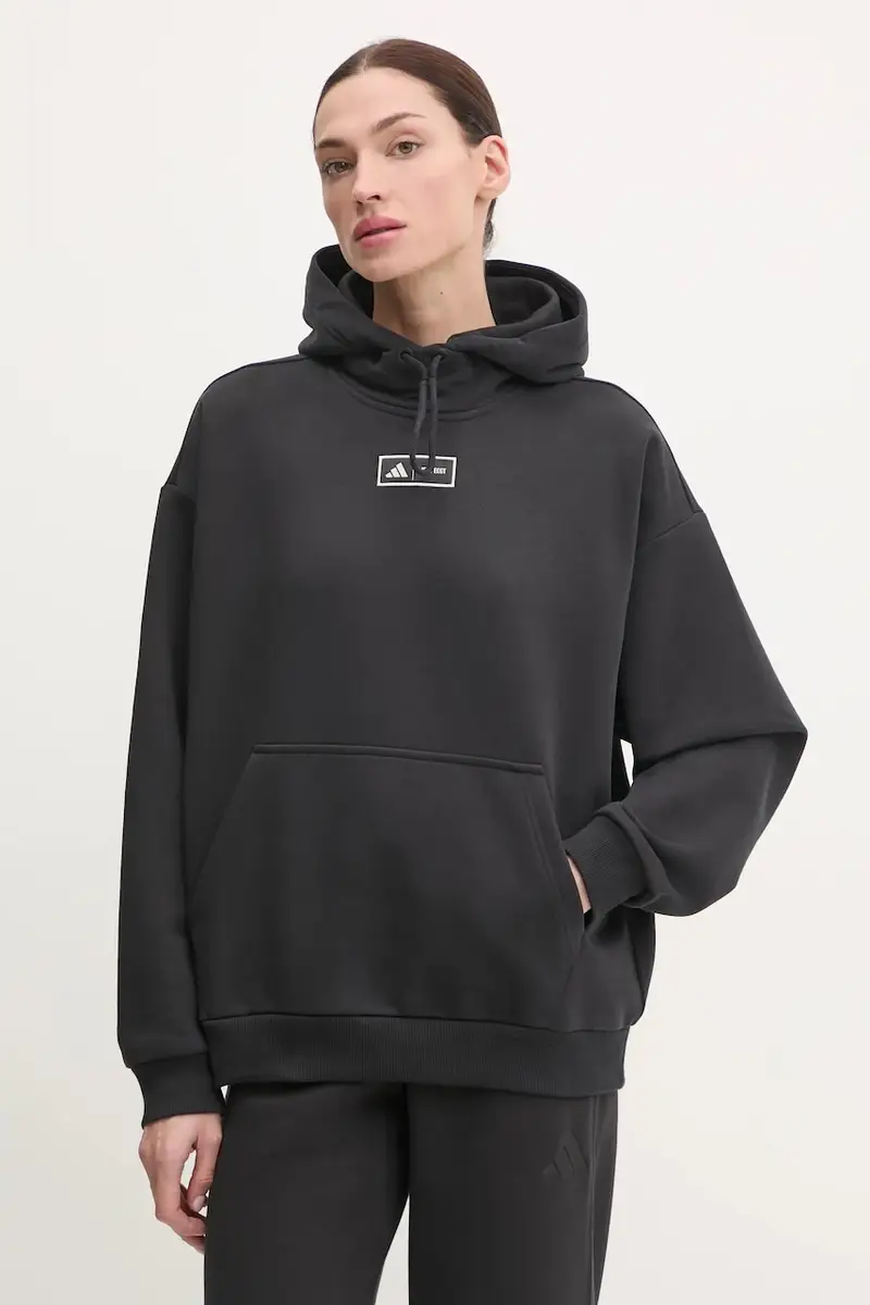 felpa x Moon Boot donna colore nero con cappuccio IY8044