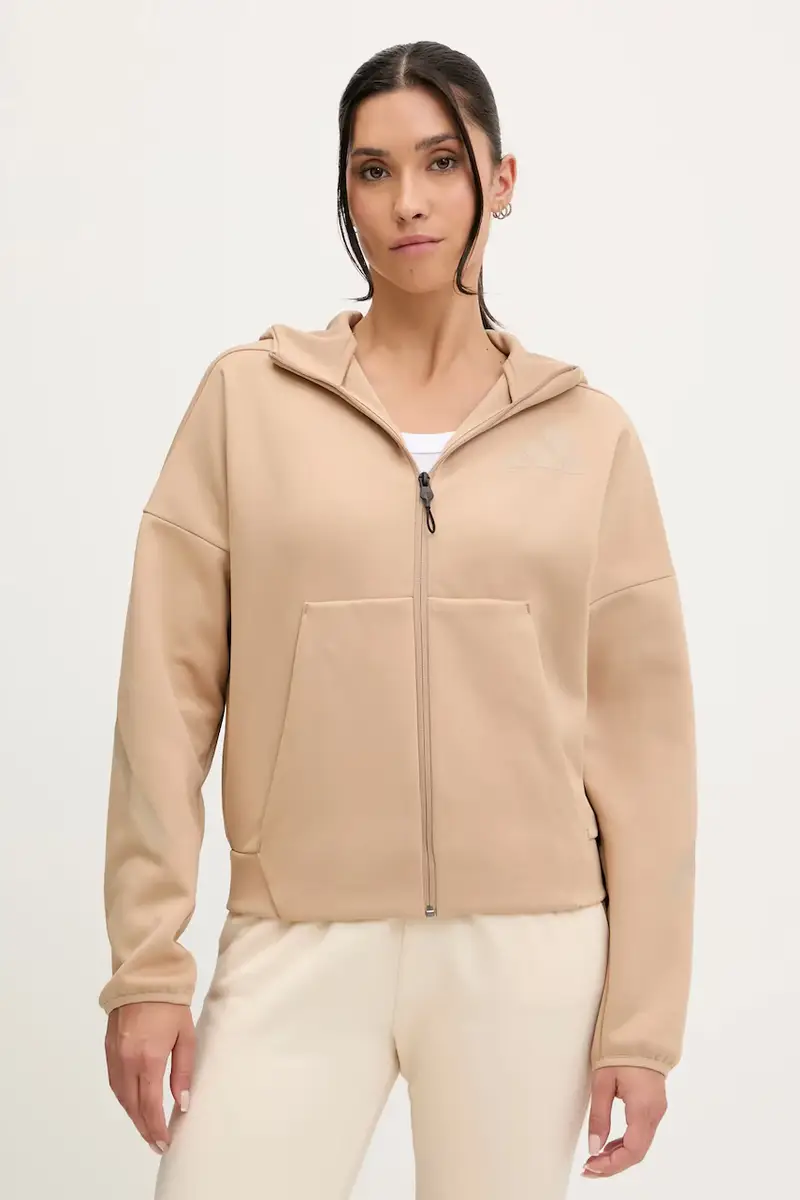 felpa x Z.N.E donna colore beige con cappuccio JY5970