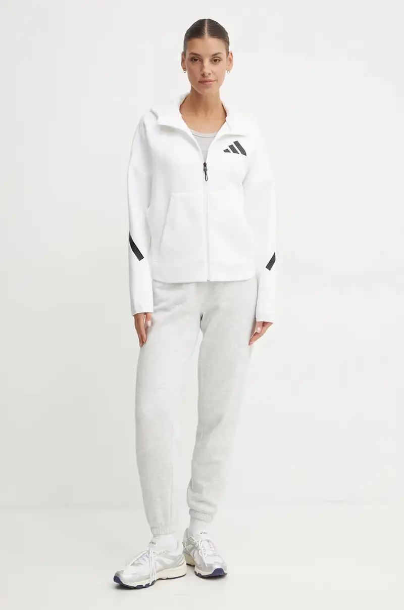 felpa ZNE donna colore bianco con cappuccio JE7849 miniatura 2