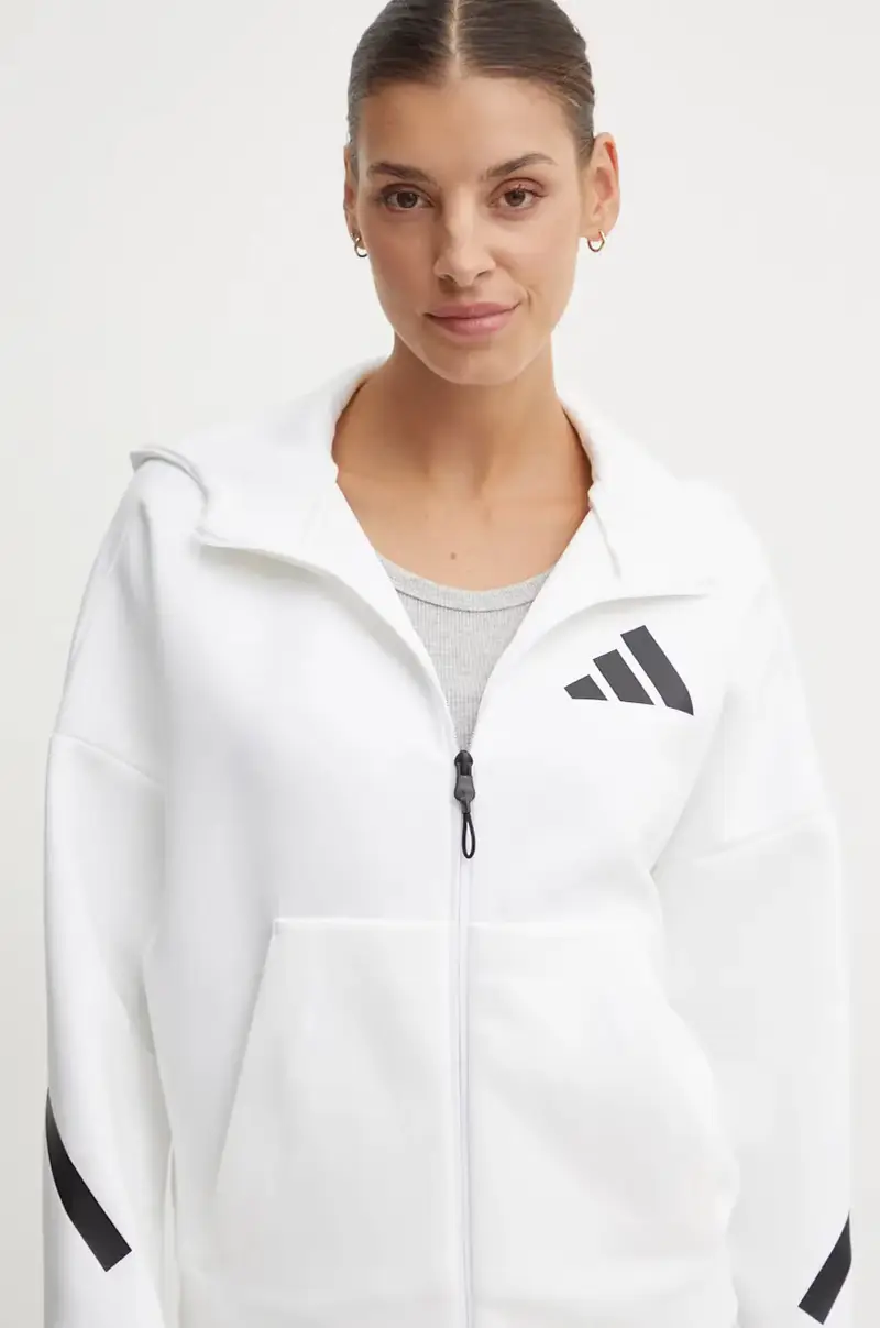 felpa ZNE donna colore bianco con cappuccio JE7849 miniatura 4