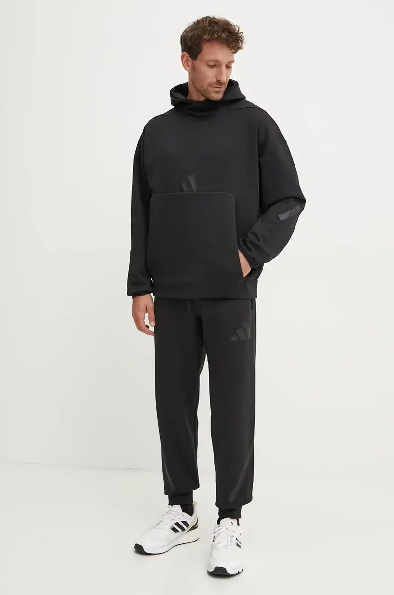 felpa ZNE uomo colore nero con cappuccio JE7537 miniatura 2