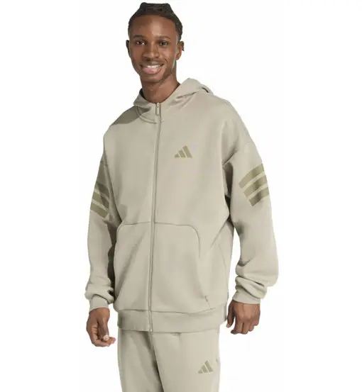 Future Icons 3 Stripes Full Zip - felpa con cappuccio - uomo Beige