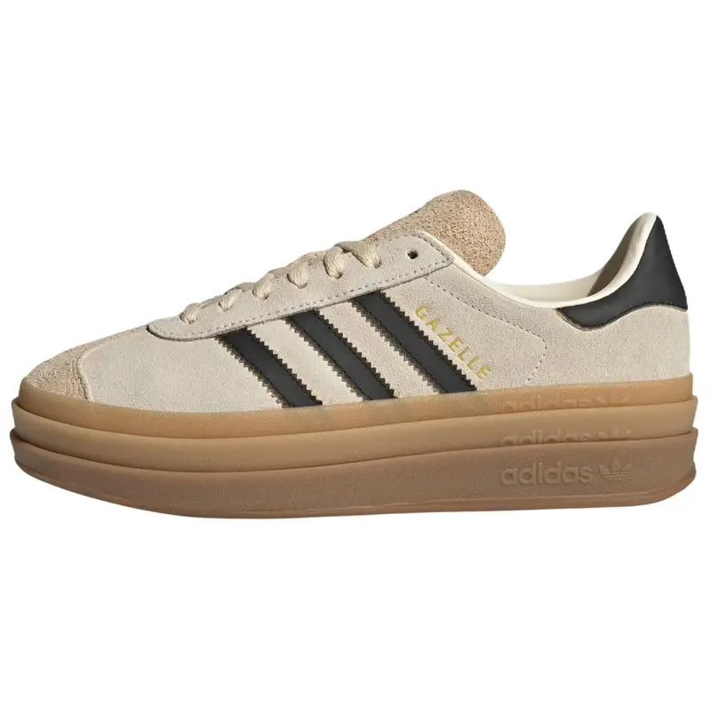 Gazelle Crema Nero Gomma Sneakers da Donna Crema-Bianco Nero Core Sabbia-Strato JS3892 38