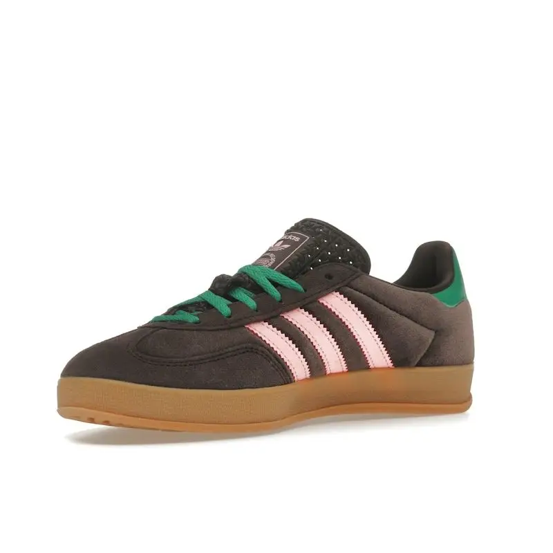Gazelle Indoor Marrone Scuro Rosa Verde Velluto Sneakers da Donna Rosa Brillante Verde Campo JI2714 38⅔ miniatura 3