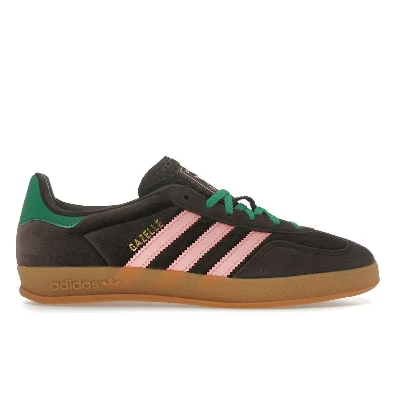 Gazelle Indoor Marrone Scuro Rosa Verde Velluto Sneakers da Donna Rosa Brillante Verde Campo JI2714 39⅓