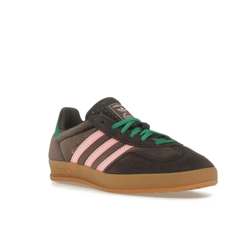 Gazelle Indoor Marrone Scuro Rosa Verde Velluto Sneakers da Donna Rosa Brillante Verde Campo JI2714 40 miniatura 2