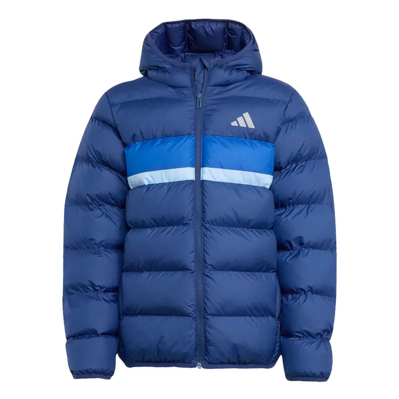 Giacca a vento con cappuccio e zip per bambini in sintetico adidas Bleu