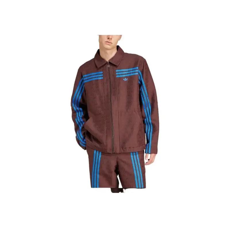 Giacca Adidas Originals 70S FW24 Stampata con Zip Manica Lunga Confortevole Giacca Uomo American Vintage Marrone Scuro JN5958 2XL miniatura 4