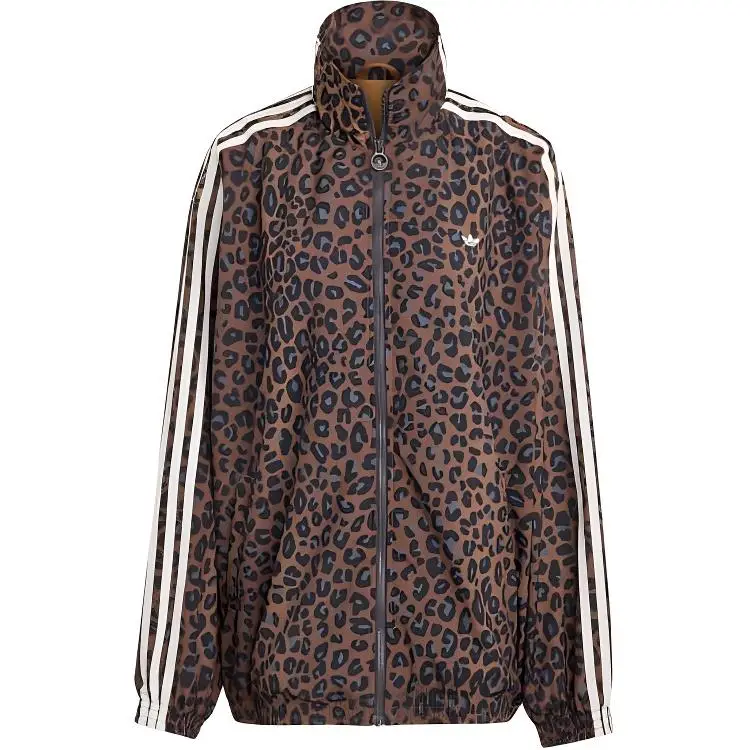 Giacca Adidas Originals con Stampa Animalier, Collo Alto, Maniche Lunghe Larghe, da Donna, Caramello JW7301 2XS