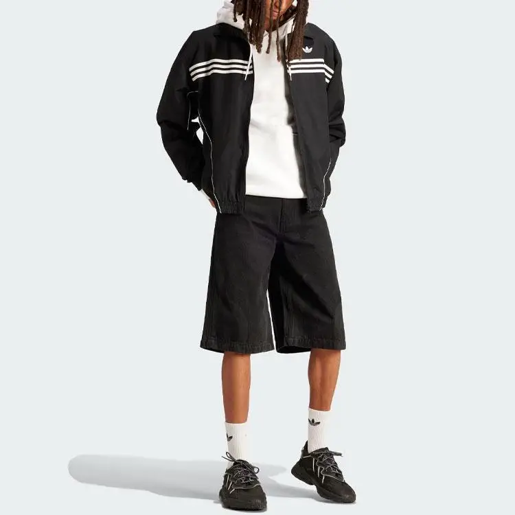 Giacca Adidas Originals Flames con stampa a motivo a tre strisce Giacca da uomo Nera IS0242 M miniatura 4