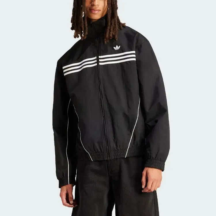 Giacca Adidas Originals Flames con stampa a motivo a tre strisce Giacca da uomo Nera IS0242 XL miniatura 2