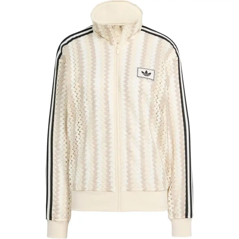 Giacca Adidas Originals Logo Collo Alto Zip Manica Lunga Donna giacche Bianco Magico KC0749