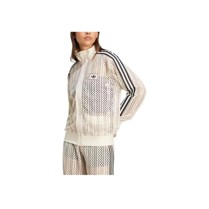 Giacca Adidas Originals Logo Collo Alto Zip Manica Lunga Donna giacche Bianco Magico KC0749 S miniatura 2
