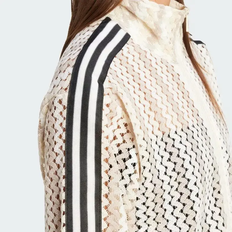 Giacca Adidas Originals Logo Collo Alto Zip Manica Lunga Donna giacche Bianco Magico KC0749 S miniatura 4