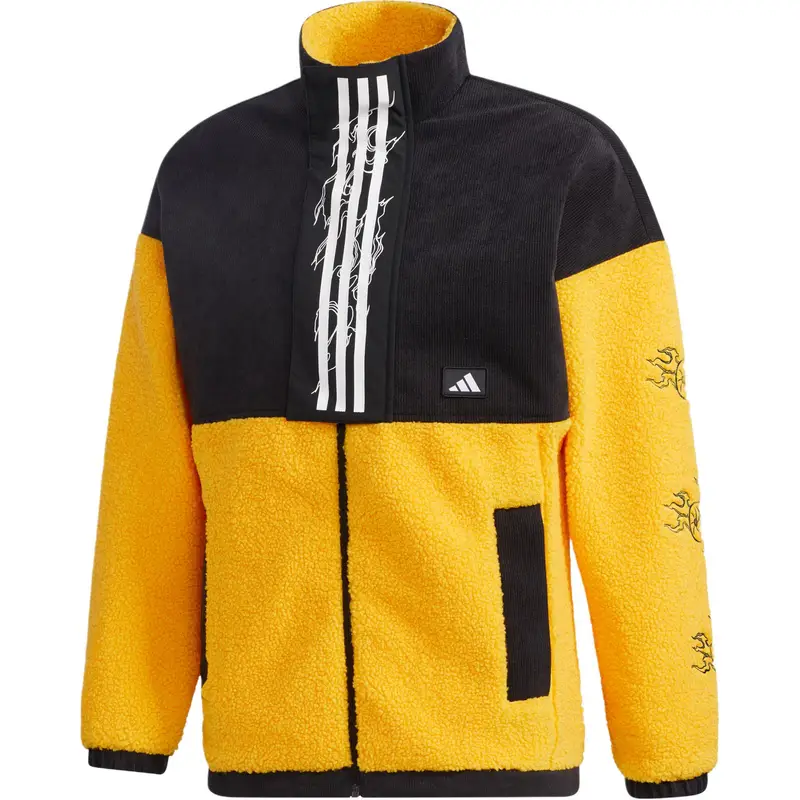 Giacca Antivento Foderata in Pile Adidas Uomo Capispalla Oro GM4438 XL miniatura 5