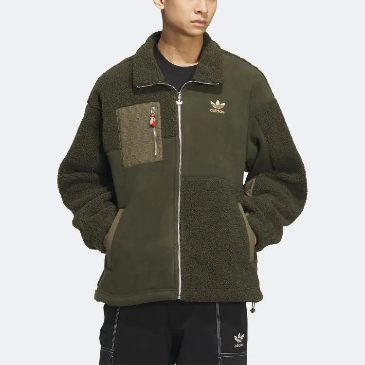 Giacca Bomber Adidas Originals Trifoglio Montone Sintetico Uomo Capispalla Verde Cargo Cielo Notturno HY7286 XXL miniatura 4