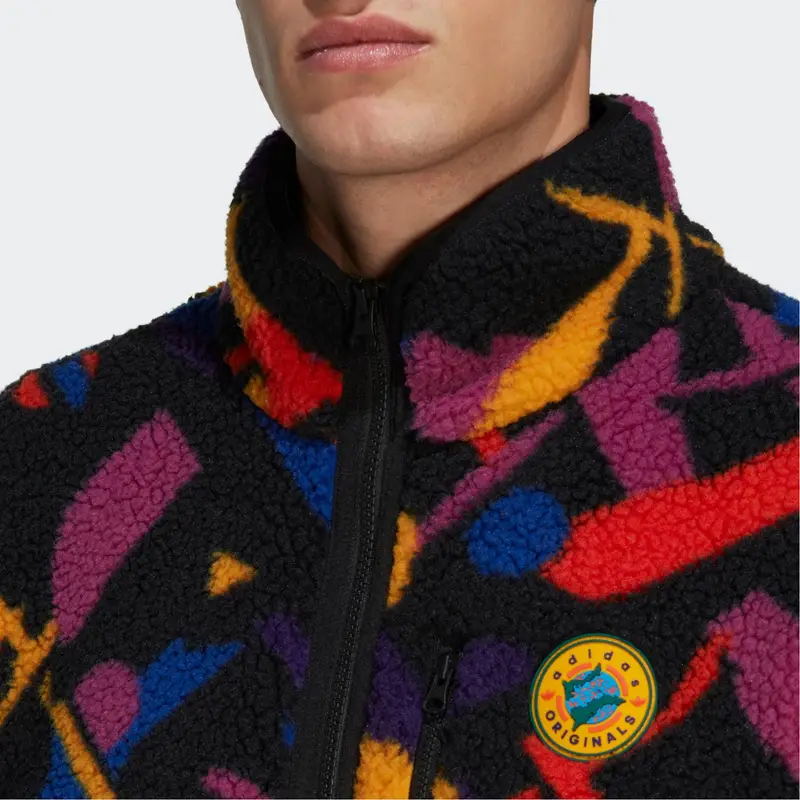Giacca Calda con Zip e Collo Alto con Stampa Logo Trifoglio Adidas Originals FW22 Uomo Giacche Multicolor II8478 S miniatura 3