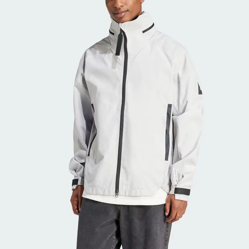 Giacca Casual con Cappuccio Adidas Myshelter Reflective Rain Rdy Stampata Uomo Capispalla Grigio Chiaro IR6139 XXL miniatura 2