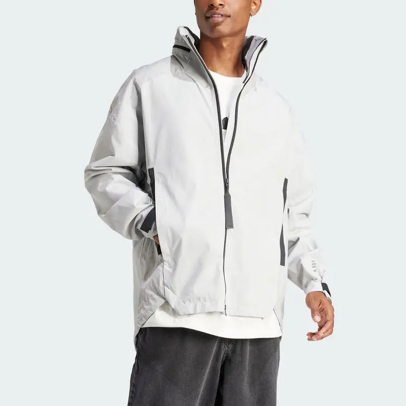 Giacca Casual con Cappuccio Adidas Myshelter Reflective Rain Rdy Stampata Uomo Capispalla Grigio Chiaro IR6139 XXL miniatura 4