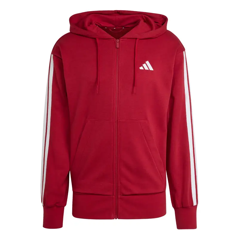 Giacca con cappuccio adidas Essentials 3-Stripes French Terry Rouge