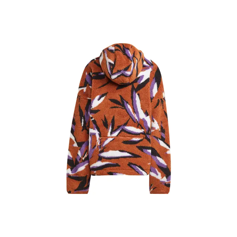 Adidas Felpa con Cappuccio in Pile Jacquard Donna Marrone Scuro miniatura 5