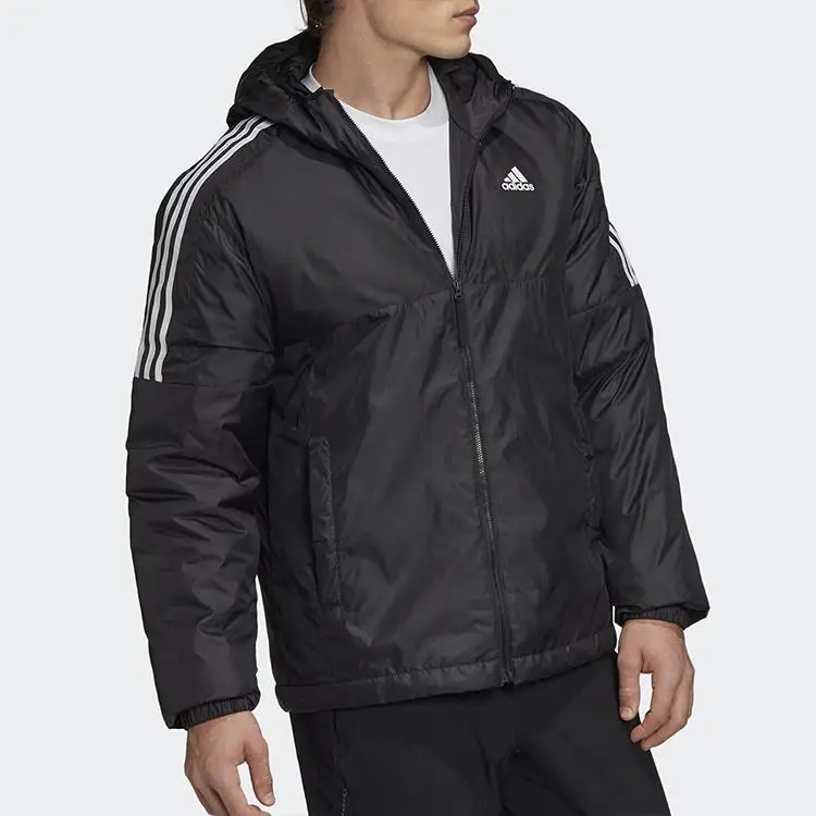 Giacca con cappuccio isolata Adidas Essential da uomo Capispalla Nero GH4601 S miniatura 4