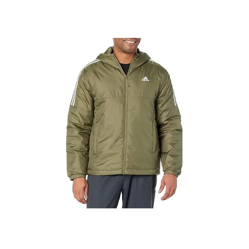 Giacca con cappuccio isolata Adidas Essentials con stampa logo, giacca con zip da uomo, giacca oliva HZ5725 XL miniatura 4