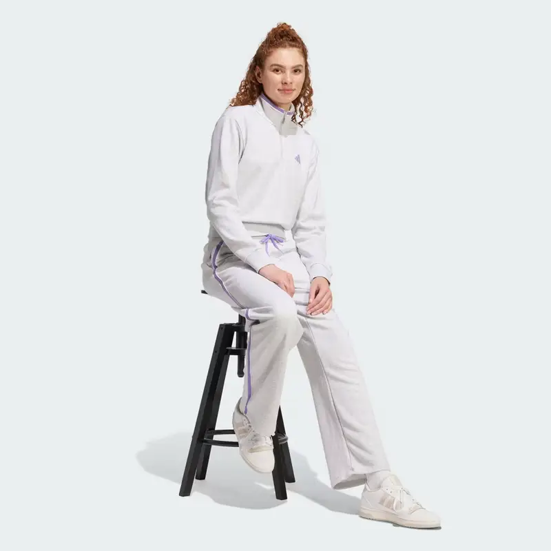 Giacca da allenamento Essentials Color Pop French Terry Crop Quarter-Zip Light Grey Heather miniatura 3