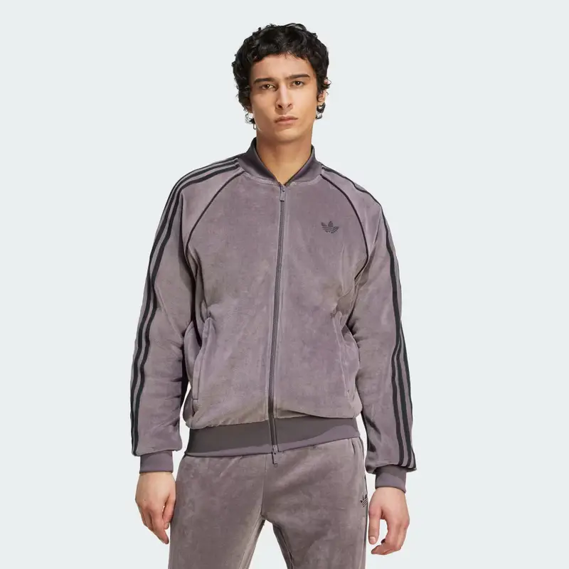 Giacca da allenamento SST Adicolor in velour Grey Strata