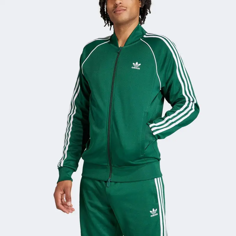 Giacca da baseball con zip e stampa logo Adidas Originals Uomo Capispalla Verde IR9863 XS miniatura 2