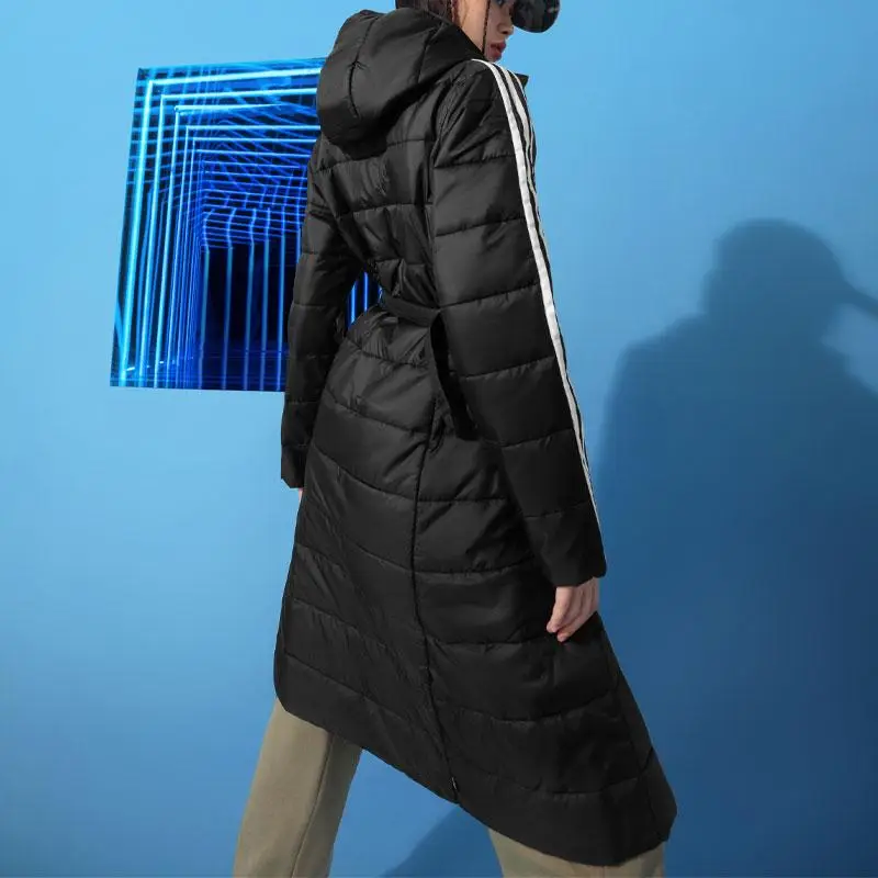 Giacca da Donna Adidas Originals con Logo Trifoglio Stampato, Bordo a Righe, Leggera, di Media Lunghezza, in Cotone, Nera HK5253 XS miniatura 2