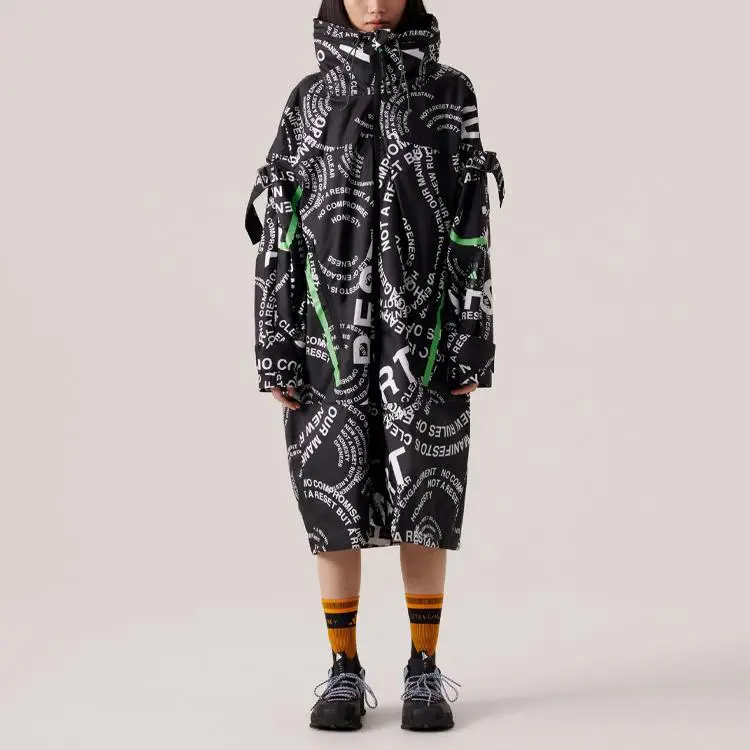 Giacca da Donna Adidas X Stella McCartney Collaborazione Motivo con Logo a Lettere Stampato Lunghezza Media con Cappuccio Giacca Nera HT1099 S miniatura 5