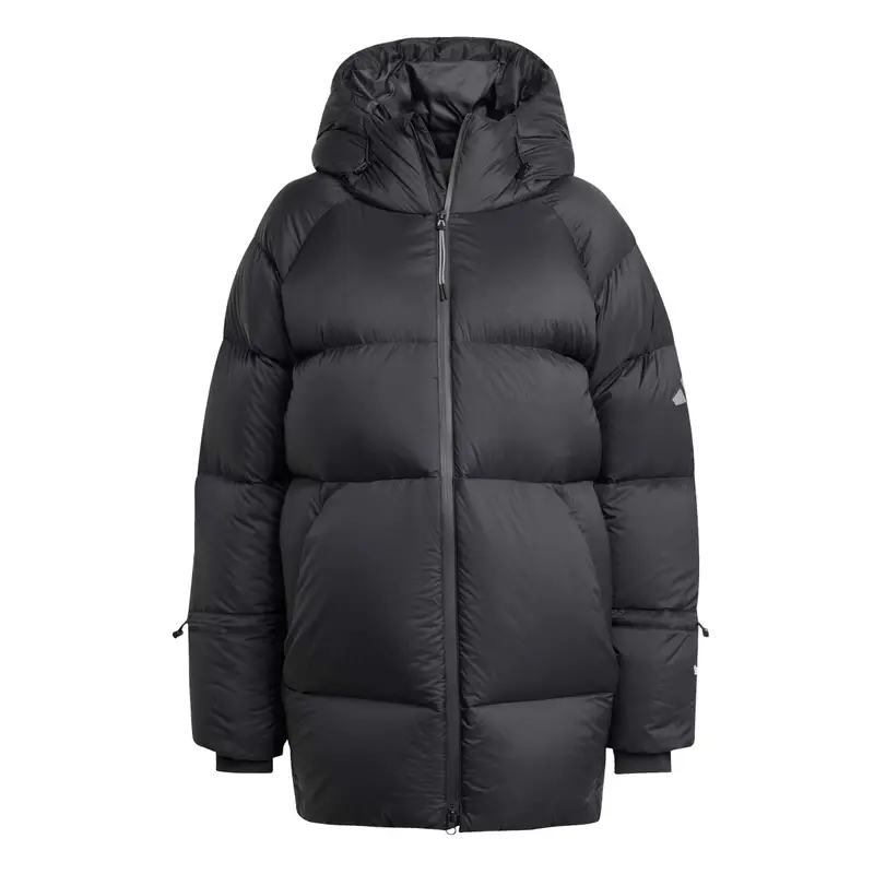 Giacca da donna con cappuccio e zip adidas Myshelter Climawarm Down Noir
