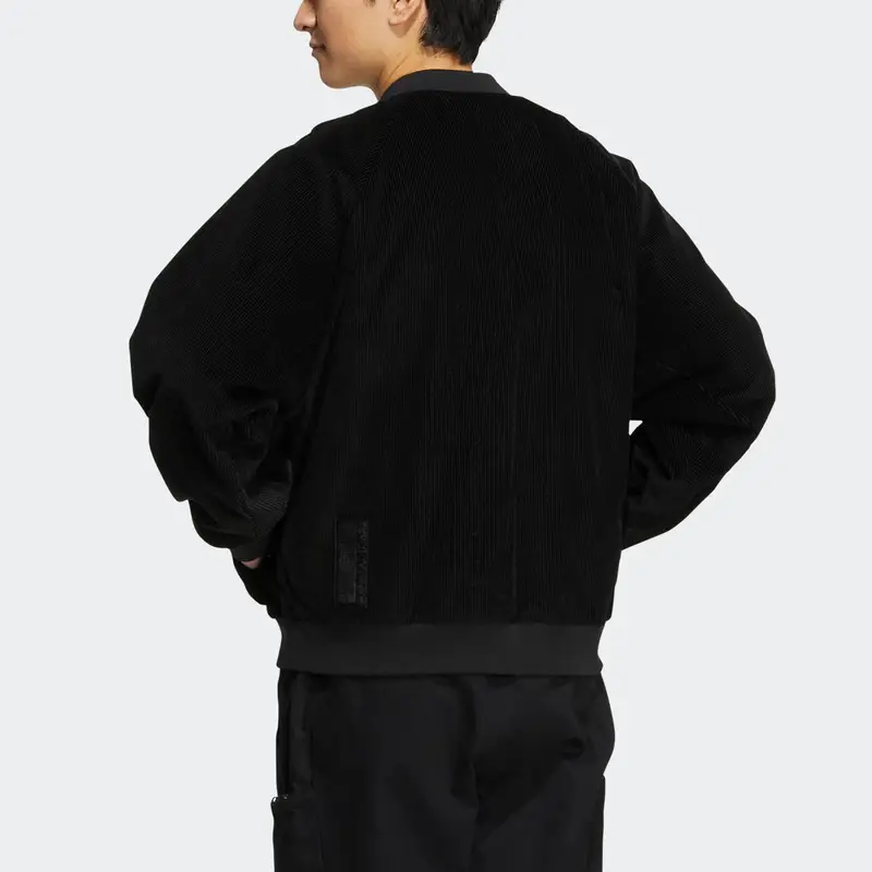 Giacca da Tuta Adidas in Velluto a Coste con Logo Ricamato e Zip da Uomo Capispalla Nero HR4445 M miniatura 4