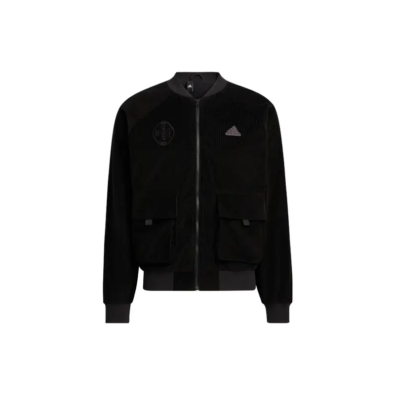 Giacca da Tuta Adidas in Velluto a Coste con Logo Ricamato e Zip da Uomo Capispalla Nero HR4445 M