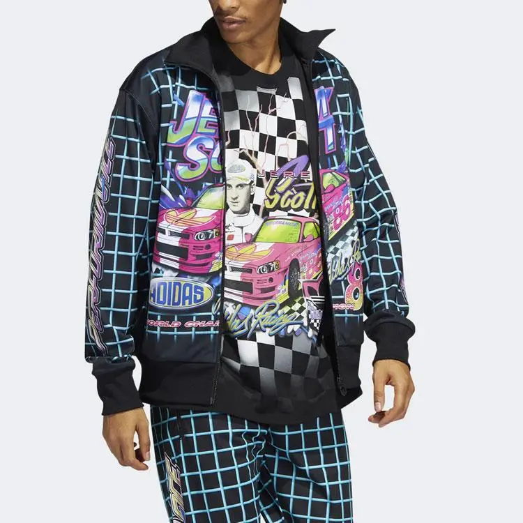 Giacca da Tuta Adidas Originals X Jeremy Scott Stampa Plaid Cartone Animato Unisex Capispalla Nero HG6509 S miniatura 5