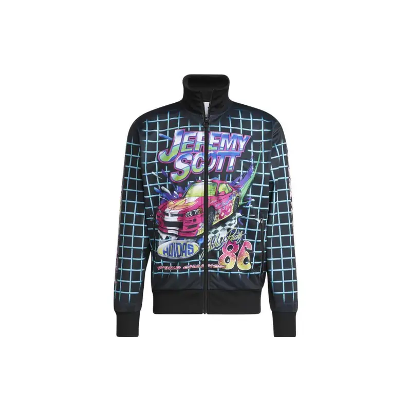 Giacca da Tuta Adidas Originals X Jeremy Scott Stampa Plaid Cartone Animato Unisex Capispalla Nero HG6509 S