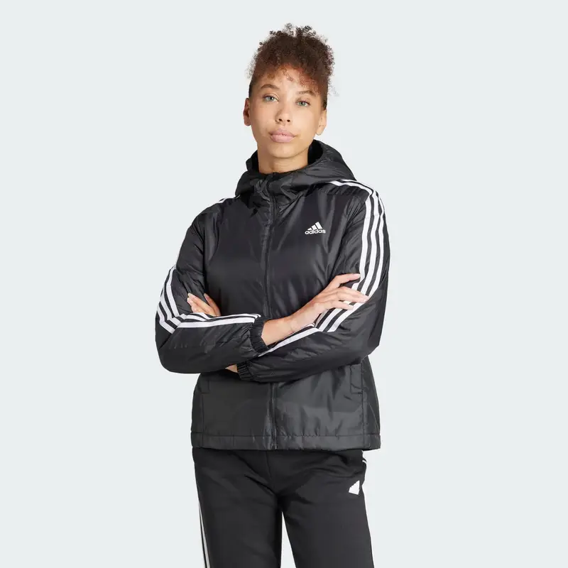Giacca Essentials 3-Stripes Insulated Hooded | Adidas Nero