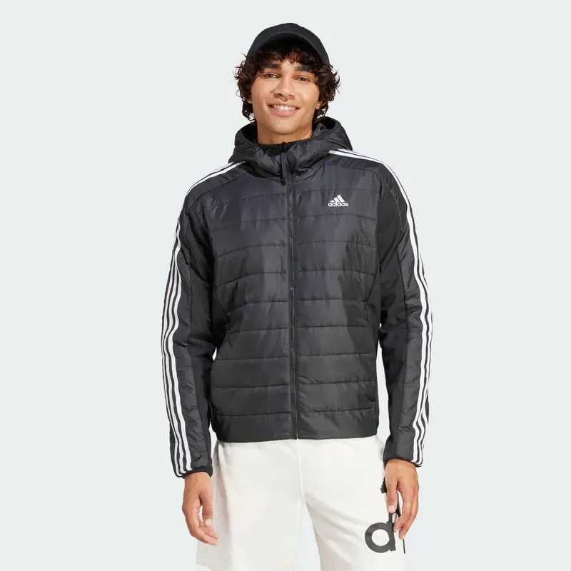Giacca Essentials 3-Stripes Insulated Hooded Hybrid | Adidas Nero