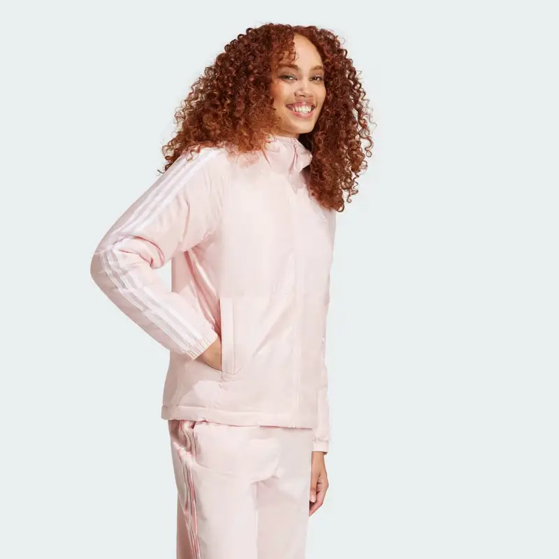 Giacca Essentials 3-Stripes Insulated Hooded Sandy Pink miniatura 3