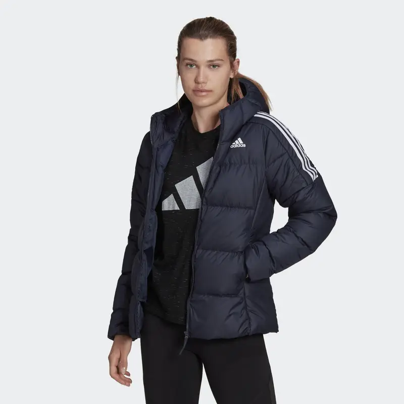 Giacca imbottita con cappuccio Essentials Midweight | Adidas Nero