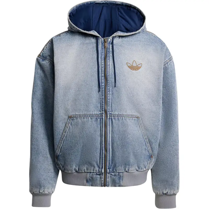 Giacca Imbottita in Denim Adidas Originals FW25 Calda Sportiva Ampia con Cappuccio Maniche Lunghe Cappotto in Cotone Denim Uomo giacche KE0131 L