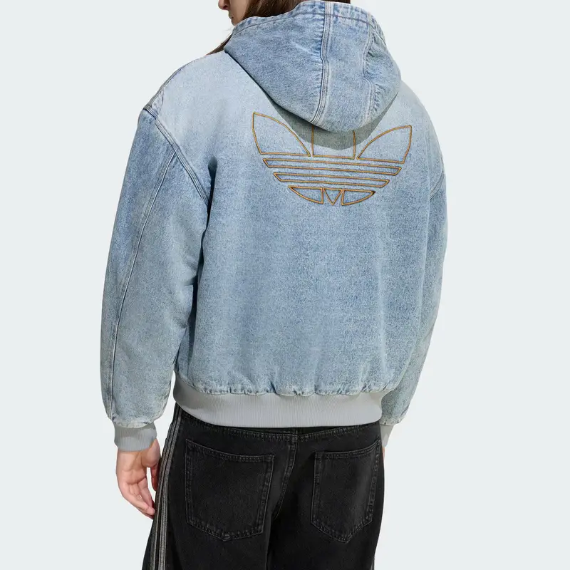 Giacca Imbottita in Denim Adidas Originals FW25 Calda Sportiva Ampia con Cappuccio Maniche Lunghe Cappotto in Cotone Denim Uomo giacche KE0131 S miniatura 4