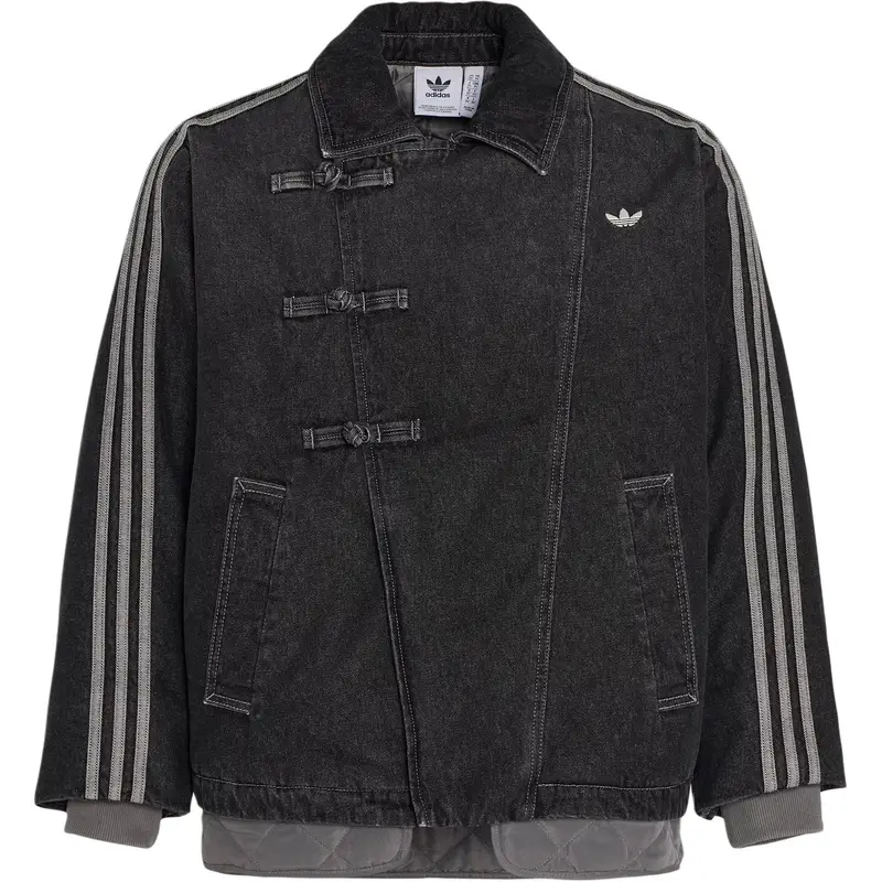Giacca in Denim Nera Adidas Originals da Uomo Tre Strisce Stile Cinese KR5066 Giacche Unisex KR5066 4XL