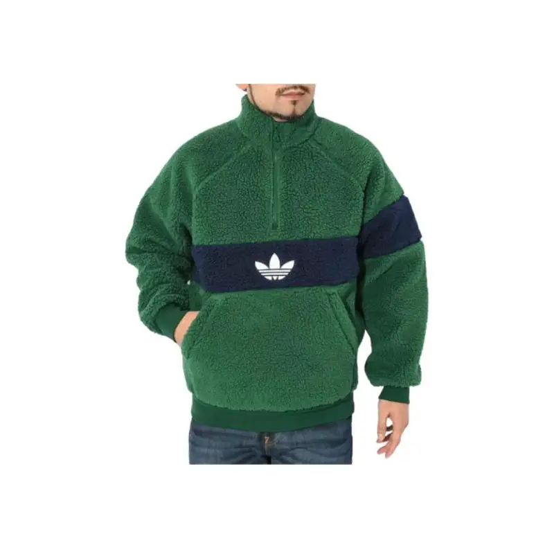 Giacca in Pile Invernale Adidas Originals con Stampa Logo Colorblock e Collo Alto Giacca Uomo Verde IM4659 XXL miniatura 2