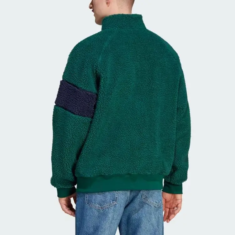 Giacca in Pile Invernale Adidas Originals con Stampa Logo Colorblock e Collo Alto Giacca Uomo Verde IM4659 XXL miniatura 4