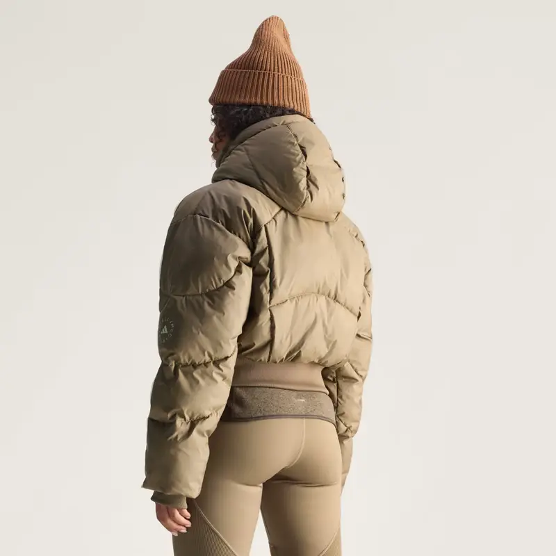Giacca invernale imbottita con taglio corto adidas by Stella McCartney Brown Moss miniatura 2